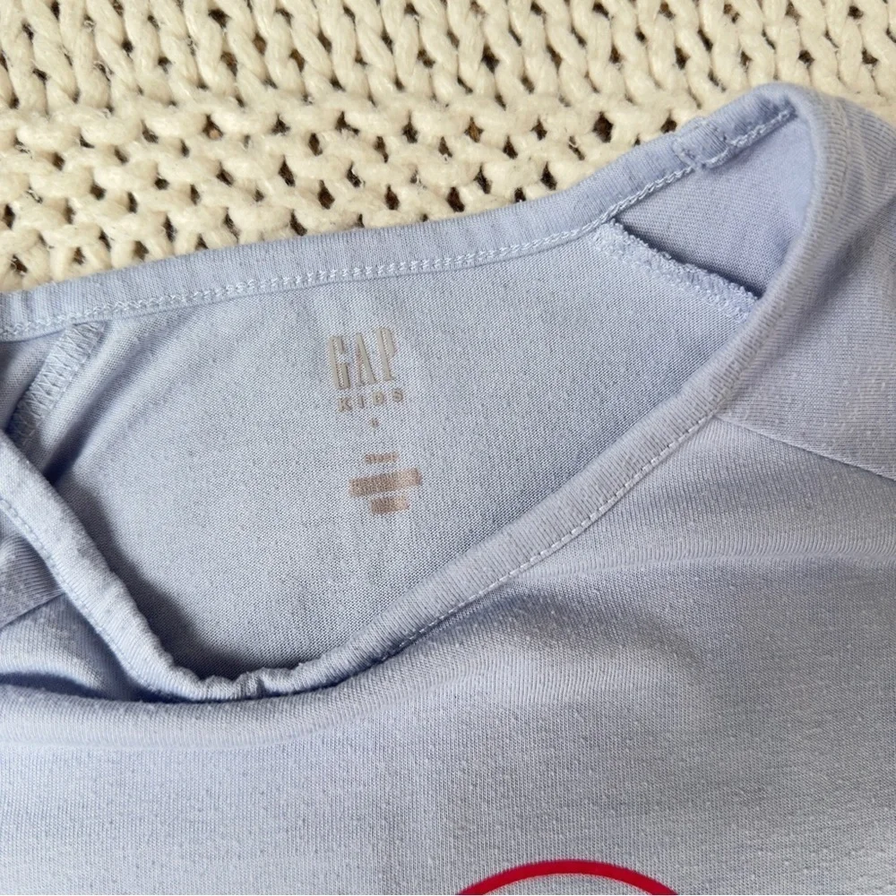 GAP Long Sleeve Love Weekends Blue Girl's Pajama Dress with Pink Heart Size 6
